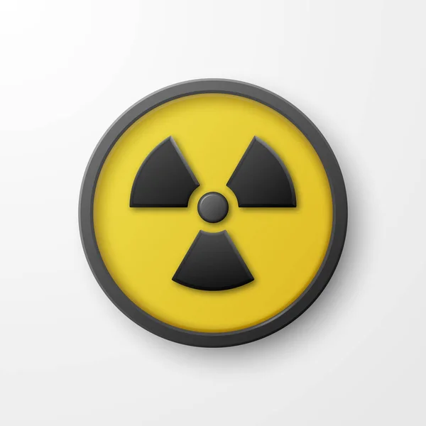 Vektör Sarı Uyarı Tehlike Radyasyon Şareti Düğme Rozeti Simgesi Zole — Stok Vektör