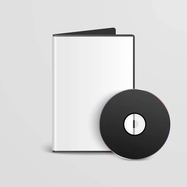 Vector Realistic Black Dvd Com Capa Papel Envelope Case Isolado — Vetor de Stock