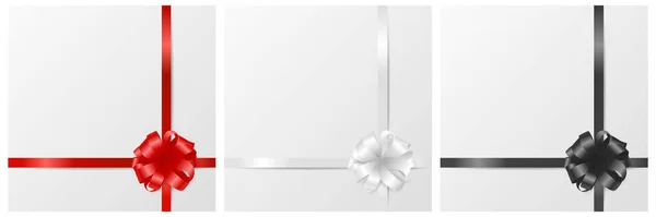 Vector Realistic Gift Bow Different Colors Icon Set Closeup Isolated — 스톡 벡터