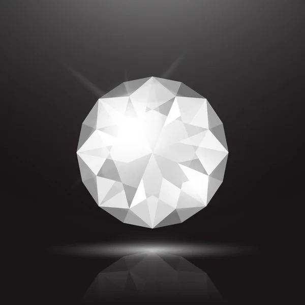 Vector Realist White Transparent Gemstone Diamond Crystal Rhinestone Closeup Black — стоковий вектор
