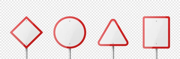 Vector White Red Warning Danger Stop Sign Frame Icon Set — стоковий вектор
