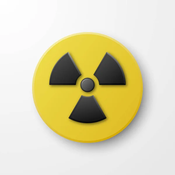 病媒黄色警告 危险辐射标志 按钮徽章图标隔离 核电站 放射性警告标志 圆圈危险标志 设计模板 顶视图 — 图库矢量图片