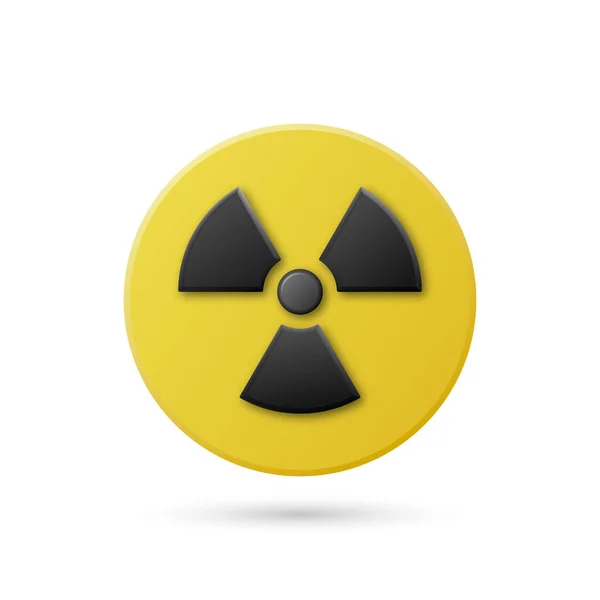 Avviso Giallo Vettoriale Segnale Radiazione Pericolo Icona Del Badge Bottoni — Vettoriale Stock
