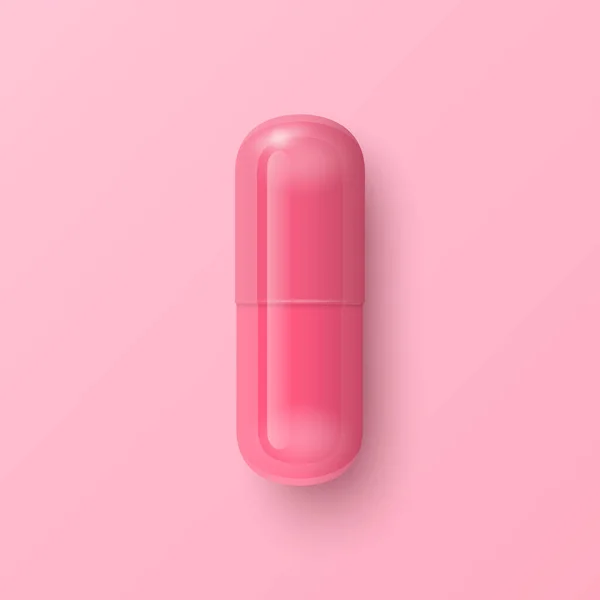 Vector Realistische Roze Farmaceutische Medische Pil Capsule Tablet Roze Achtergrond — Stockvector