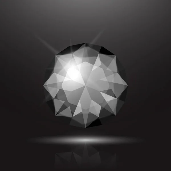Διάνυσμα Ρεαλιστικό Μαύρο Διαφανές Γύρο Λαμπερό Πολύτιμος Λίθος Διαμάντι Κρύσταλλο — Διανυσματικό Αρχείο