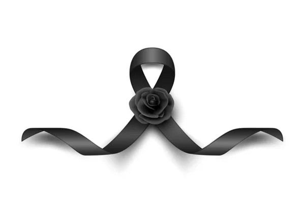 Vector Black Silk Ribbon Mit Schwarzer Rose Design Vorlage Für — Stockvektor
