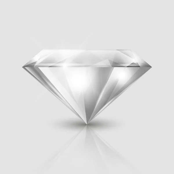 Vector Realistic White Transparent Triangular Glowing Gemstone Diamond Crystal Rhinestone — Stock Vector