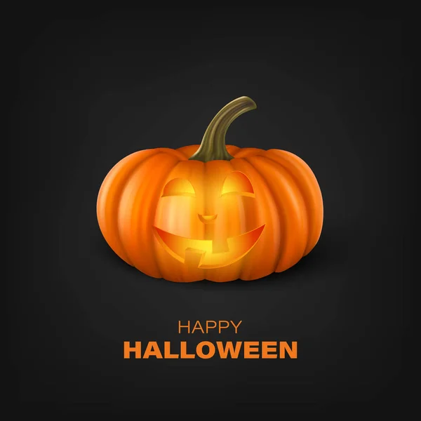 Vector Halloween Pumpkin Black Background Cute Jack Lanterns Carved Pumpkin — Stock Vector