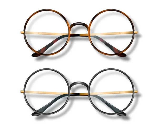 Vector Realistyczne Okrągłe Okulary Zestaw Ikona Izolacja Lampart Czarna Ramka — Wektor stockowy