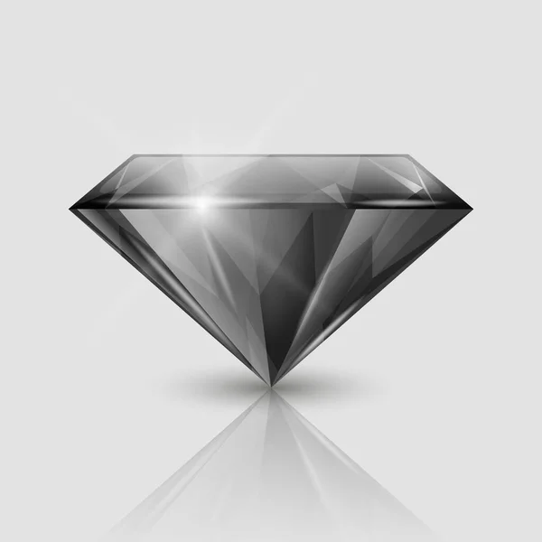 Vector Realistic Black Transparent Triangular Gemstone Diamond Crystal Rhinestone Closeup — стоковый вектор
