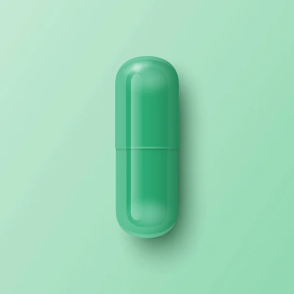 Vector Realistische Green Pharmaceutical Medical Pil Capsule Tablet Groene Achtergrond — Stockvector