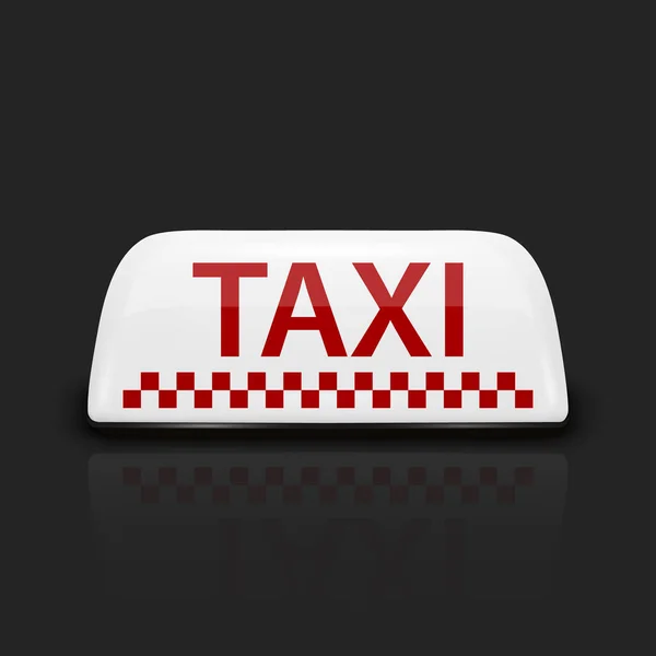 Vektor Realistické Taxi Auto Střecha Znamení Ikona Closeup Izolované Černé — Stockový vektor