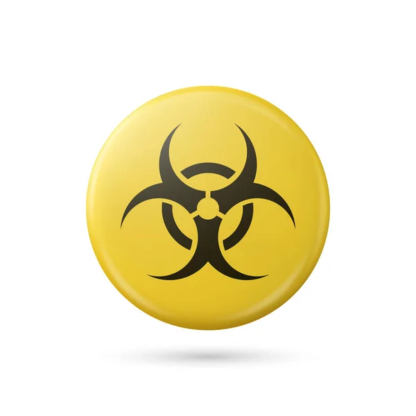Vektor Gelbe Warnung Gefahr Biohazard Sign Button Badge Isolated Radioaktives — Stockvektor