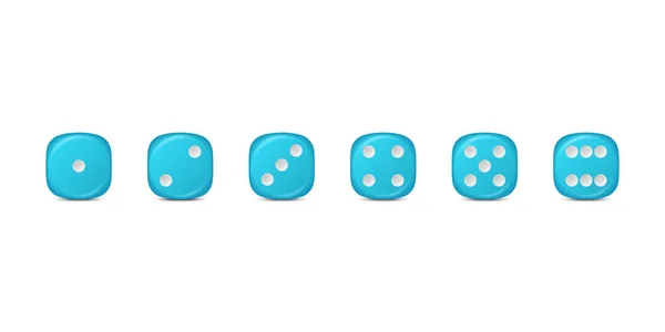 Векторный Revic Blue Game Dice Icon Set Cosolated Игровые Кубики — стоковый вектор