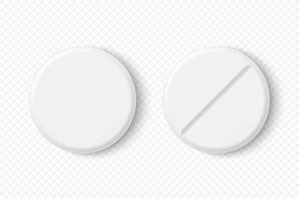 Векторная Трехмерная Белая Фармацевтическая Таблетка Капсула Комплект Иконок Вид Сверху — стоковый вектор