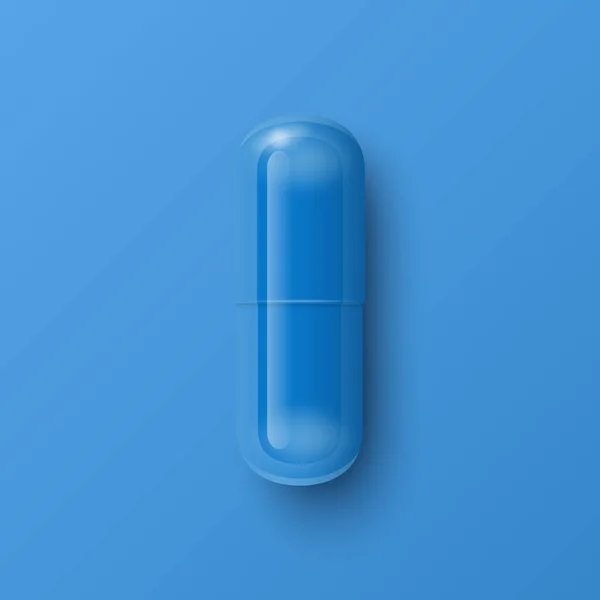 Vektor Realistik Blue Pharmaceutical Medical Pill Capsule Tablet Blue Background - Stok Vektor