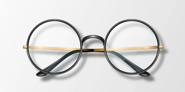 Vetor Realista Redondo Quadro Óculos Ícone Isolado Black Frame Óculos —  Vetores de Stock