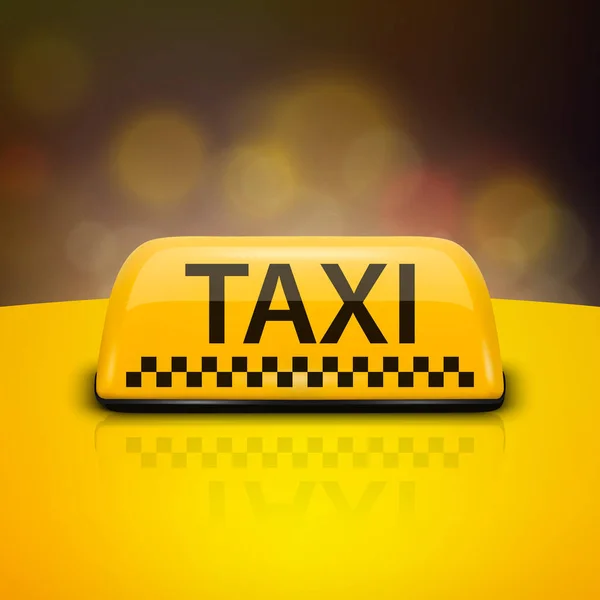 Vector Realistic Taxi Car Roof Sign Icon Set Closeup Roof — Stock Vector