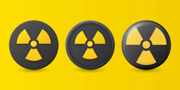 Vector Yellow Warning Danger Radiation Sign Icon Set Isolated Ядерна — стоковий вектор