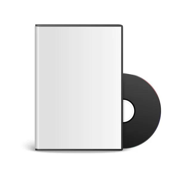 Vector Realistic Black Dvd Plastic Cover Envelope Case Isolated 패키지 — 스톡 벡터