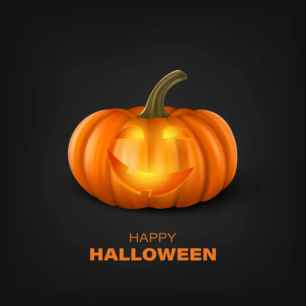 Vector Halloween Pompoen Zwarte Achtergrond Leuke Jack Lantaarns Gesneden Pompoen — Stockvector