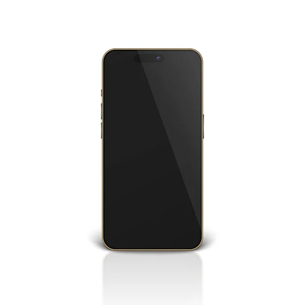 Vektor Realistik Golden Steel Desain Smartphone Modern Templat Penutup Terisolasi - Stok Vektor
