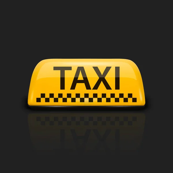 Διάνυσμα Ρεαλιστικό Ταξί Είσοδος Εικονίδιο Κλείσιμο Απομονωμένο Μαύρο Φόντο Κίτρινη — Διανυσματικό Αρχείο