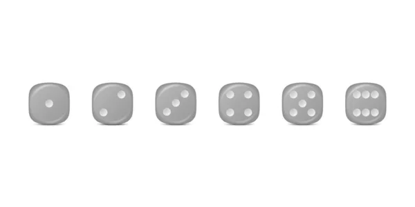 Vector Realistic Gray Game Dice Icon Set Closeup Isolated Game — Stock Vector