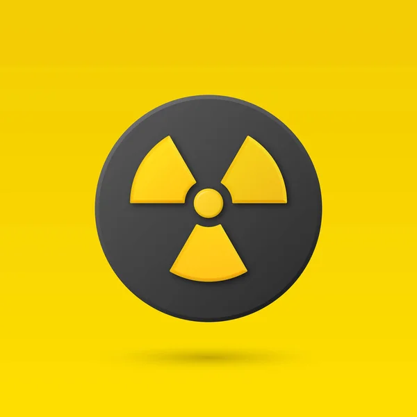Vektör Sarı Uyarı Tehlike Nükleer Şareti Kara Şaret Rozet Simgesi — Stok Vektör