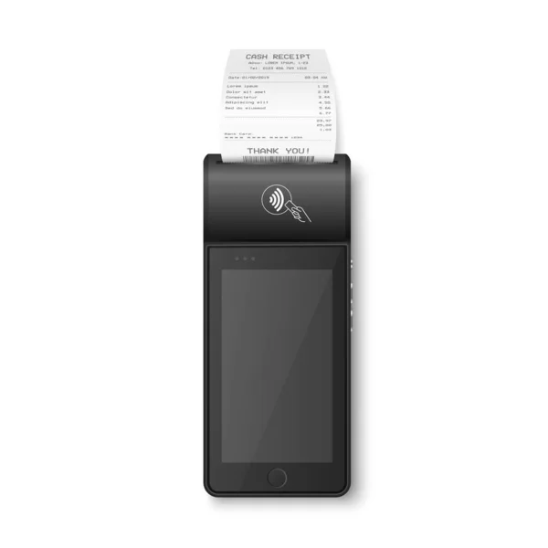 Vector Nfc Payment Machine Approved Status Paper Check Receipt Isolated — 스톡 벡터