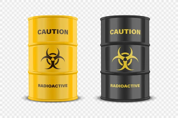 Vektor Barrel Kuning Yang Realistis Cairan Hazard Perhatian Radioaktif Bahan - Stok Vektor