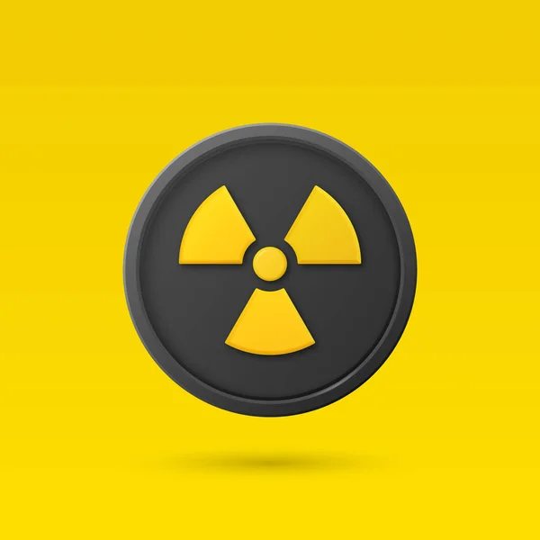 Vektör Sarı Uyarı Tehlike Nükleer Şareti Kara Şaret Rozet Simgesi — Stok Vektör