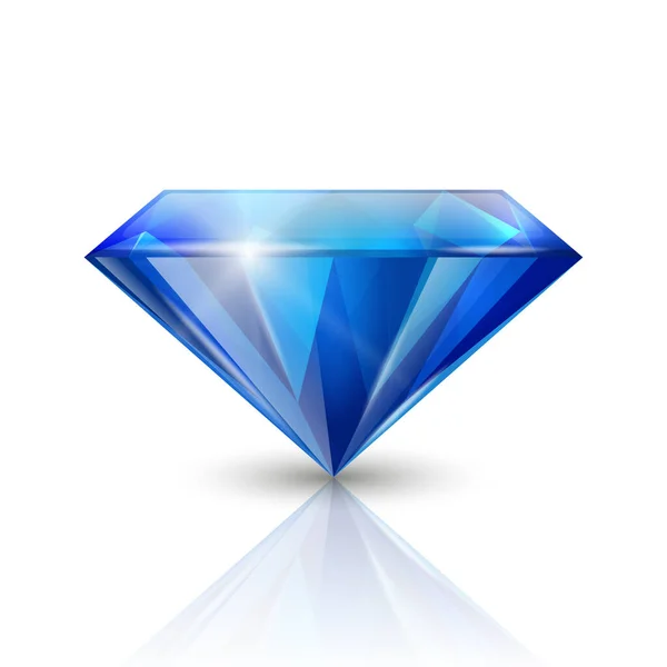 Vector Realistyczne Niebieskie Przezroczyste Trójkątne Świecące Gemstone Diament Kryształ Zbliżenie — Wektor stockowy