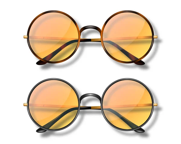 Vector Realistische Rundrahmenbrille Set Glas Isoliert Transparente Sonnenbrille Für Frauen — Stockvektor