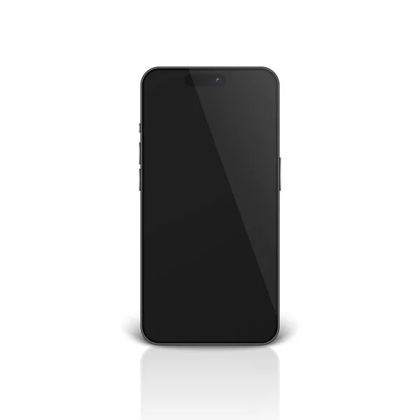 Vector Realistic Black Modern Smartphone Design Template Closeup Isolated White — Stock Vector
