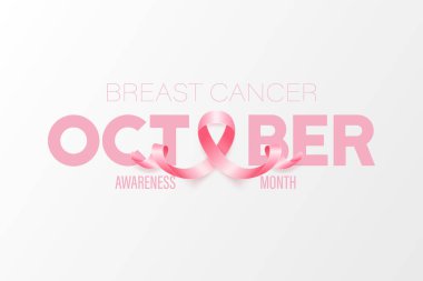 Ekim. Göğüs Kanseri Banner, Kart, Vektör 3 boyutlu Gerçekçi Pembe Kurdeleli Plaket. Meme kanseri Farkındalığı Ay Sembol Kapanışı. Dünya Göğüs Kanseri Günü Konsepti.