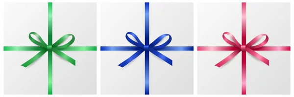 Vector Realistic Gift Bow Different Colors Icon Set Closeup Isolated — 스톡 벡터