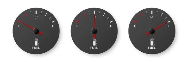 Medidor Tanque Combustível Gás Realista Vector Conjunto Barras Nível Óleo — Vetor de Stock