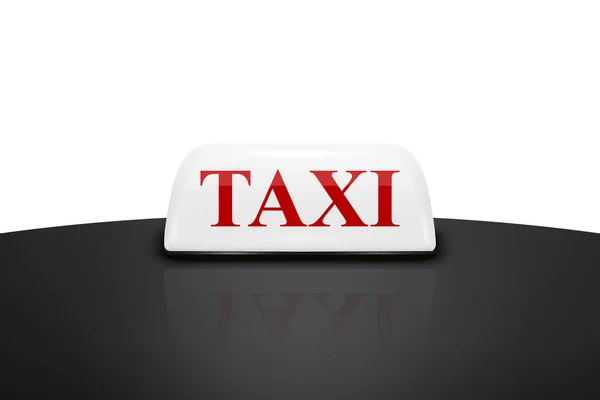 Vector Realistico Bianco Rosso Taxi Car Roof Sign Icon Primo — Vettoriale Stock