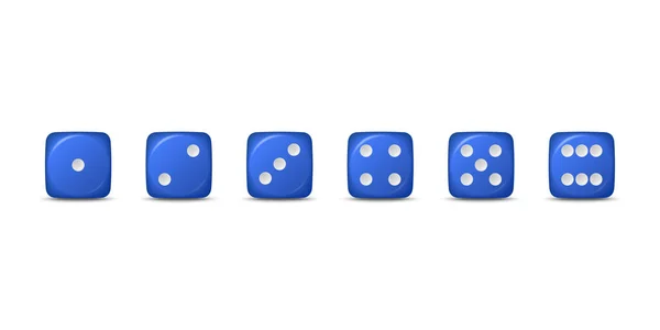 Vector Realistic Blue Game Dice Icon Set Closeup Isolated Game — Stock Vector