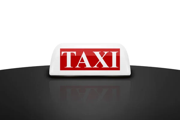 Vector Realistico Bianco Rosso Taxi Car Roof Sign Icon Primo — Vettoriale Stock