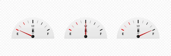 stock vector Vector 3d Realistic White Gas Fuel Tank Gauge, Oil Level Bar Set Isolated. Full and Empty. Display Board, Fuel Gauge Panel, Car Dashboard Details. Fuel Indicator, Gas Meter, Sensor. Design Template.