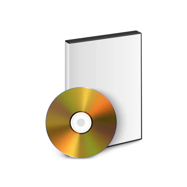 矢量3D现实的金Cd Dvd与塑料封面 外壳分离 Cd盒 模拟包装设计模板 光盘图标 前视图 — 图库矢量图片