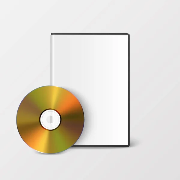 Vektor Realistisk Golden Dvd Med Plastöverdrag Kuvert Fall Isolerad Box — Stock vektor