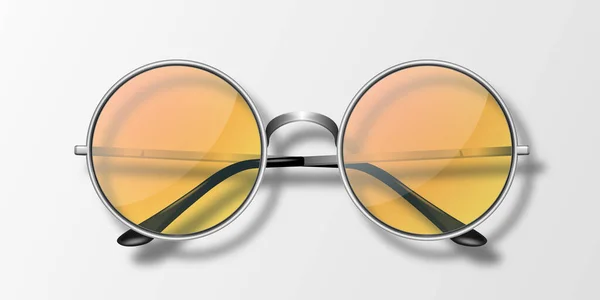 Vector Realistische Brille Mit Rundem Rahmen Icon Isolated Graue Silber — Stockvektor