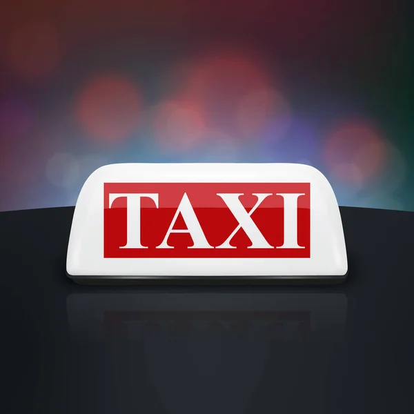 Vecteur Réaliste Taxi Voiture Toit Signe Gros Plan Sur Toit — Image vectorielle