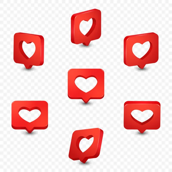 Vector Realistische Social Media Red Icon Set Valentinstag Konzept Für — Stockvektor