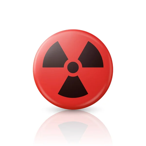 矢量3D现实的圆形红色和黑色警告 危险的核符号分离的白色背景 辐射警告标志 品牌号码 设计模板 — 图库矢量图片