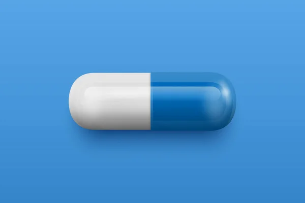 Vector Realistische Blaue Und Weiße Pharmazeutische Medizinische Pille Kapsel Tablet — Stockvektor