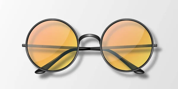 Vector Реалістичний Круглий Кадр Glasses Icon Isolated Чорна Рамка Оранжеві — стоковий вектор
